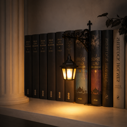 Vintage Lantern Book Nook Light - Cozy Bookshelf Decor